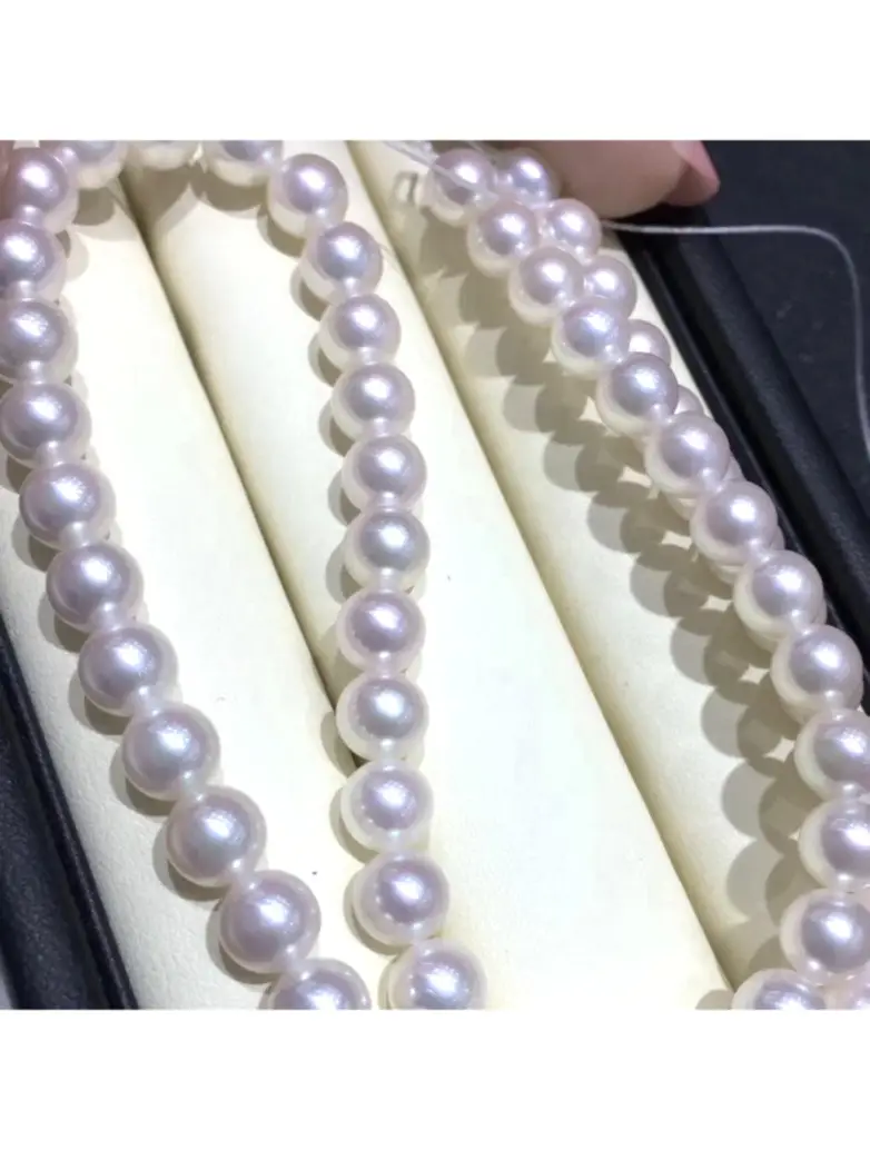 Collier perle Akoya 7-7.5mm AAA fermoir OR18k