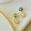 Boucles d'oreilles jade et perle de culture vermeil