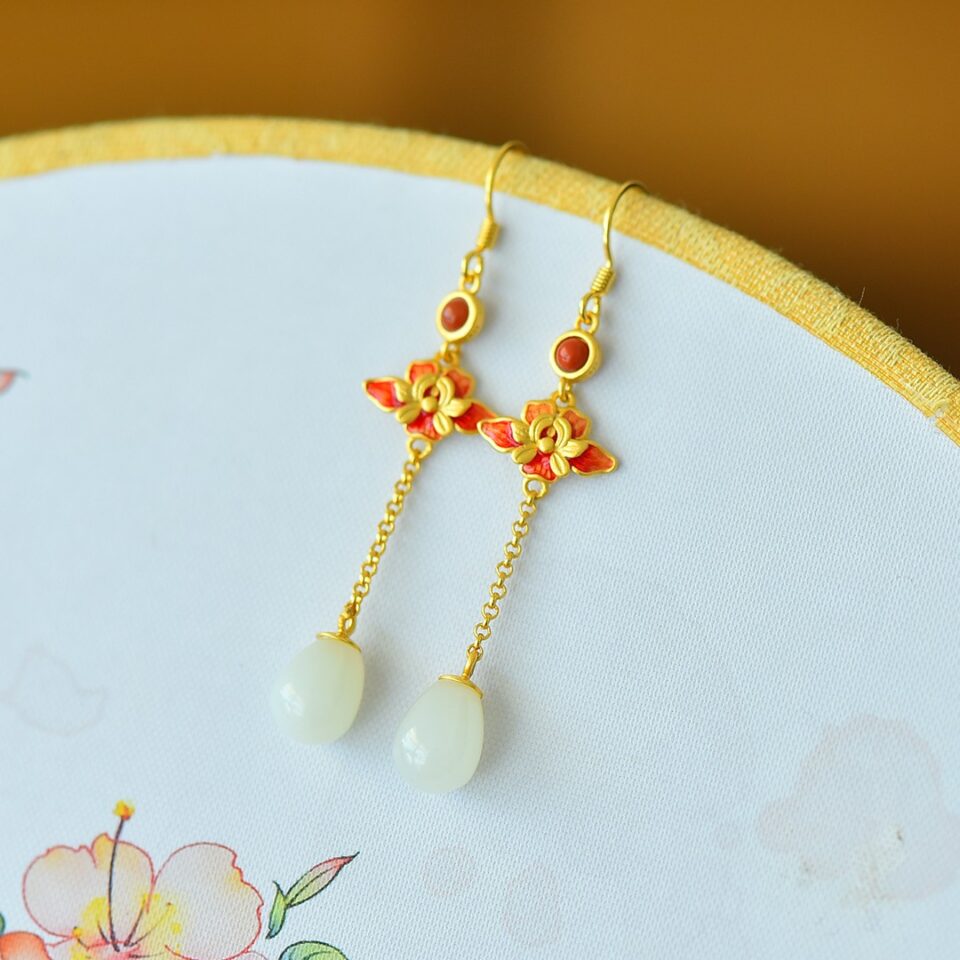 Boucles d'oreilles jade et perle vermeil