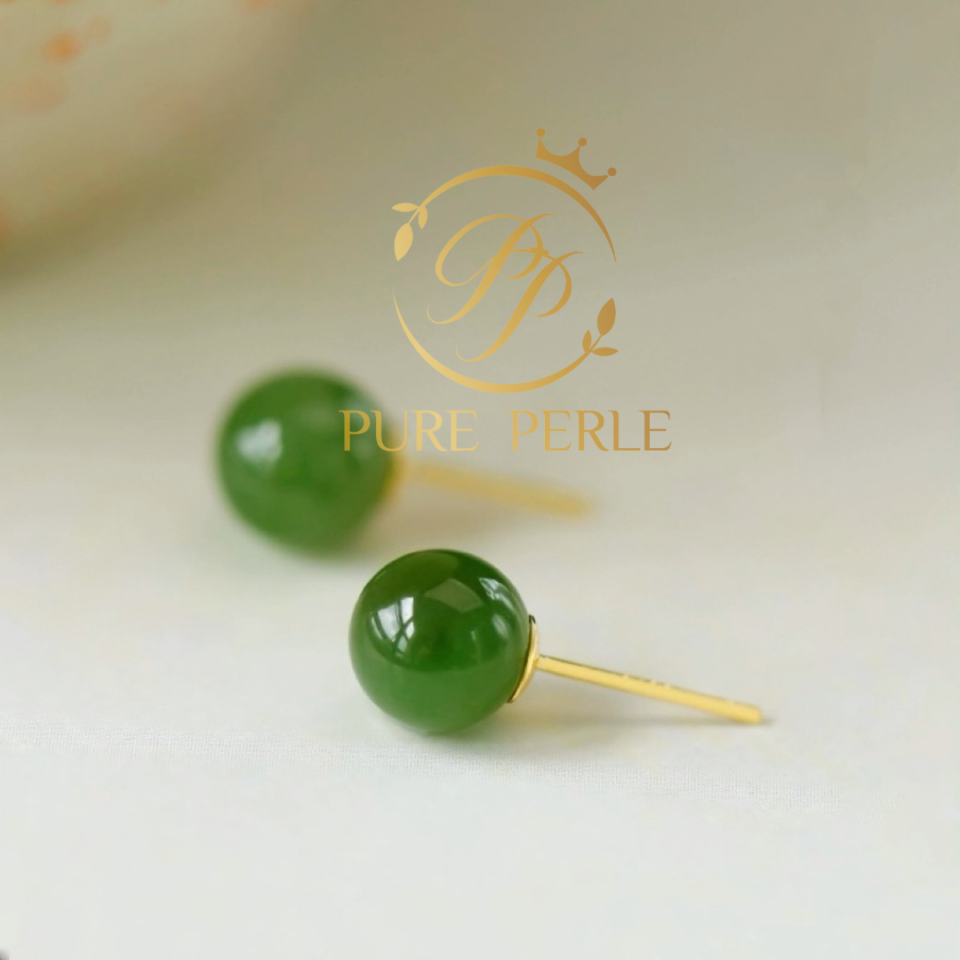 Boucle d’Oreille Jade naturel Or18k