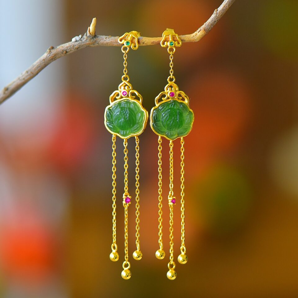 Boucles d'oreilles jade lutos