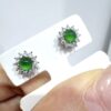 boucle oreille jade et diamant sur platine 