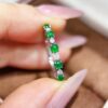 bague platine et 5 jade 