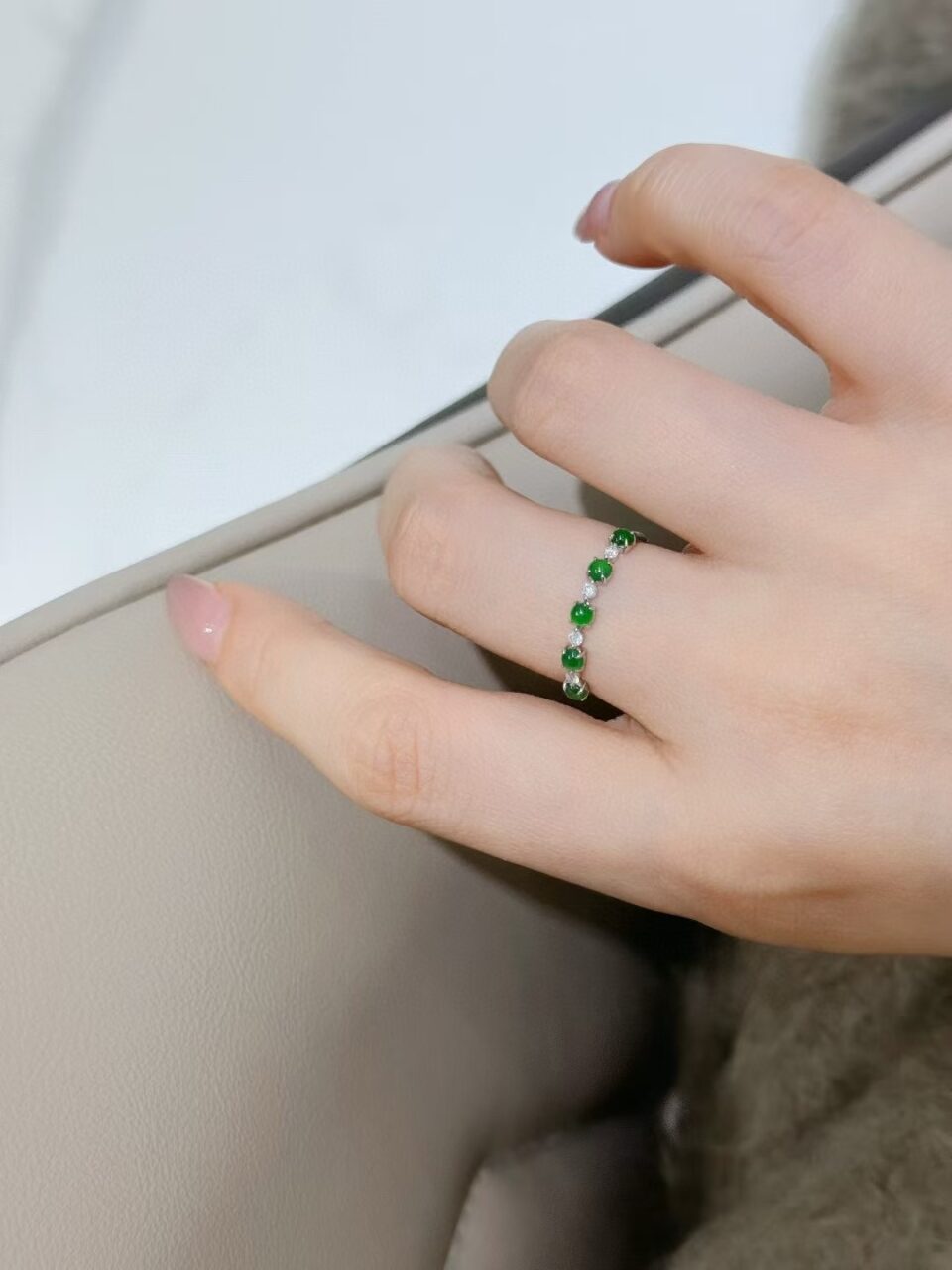 bague jade et platine