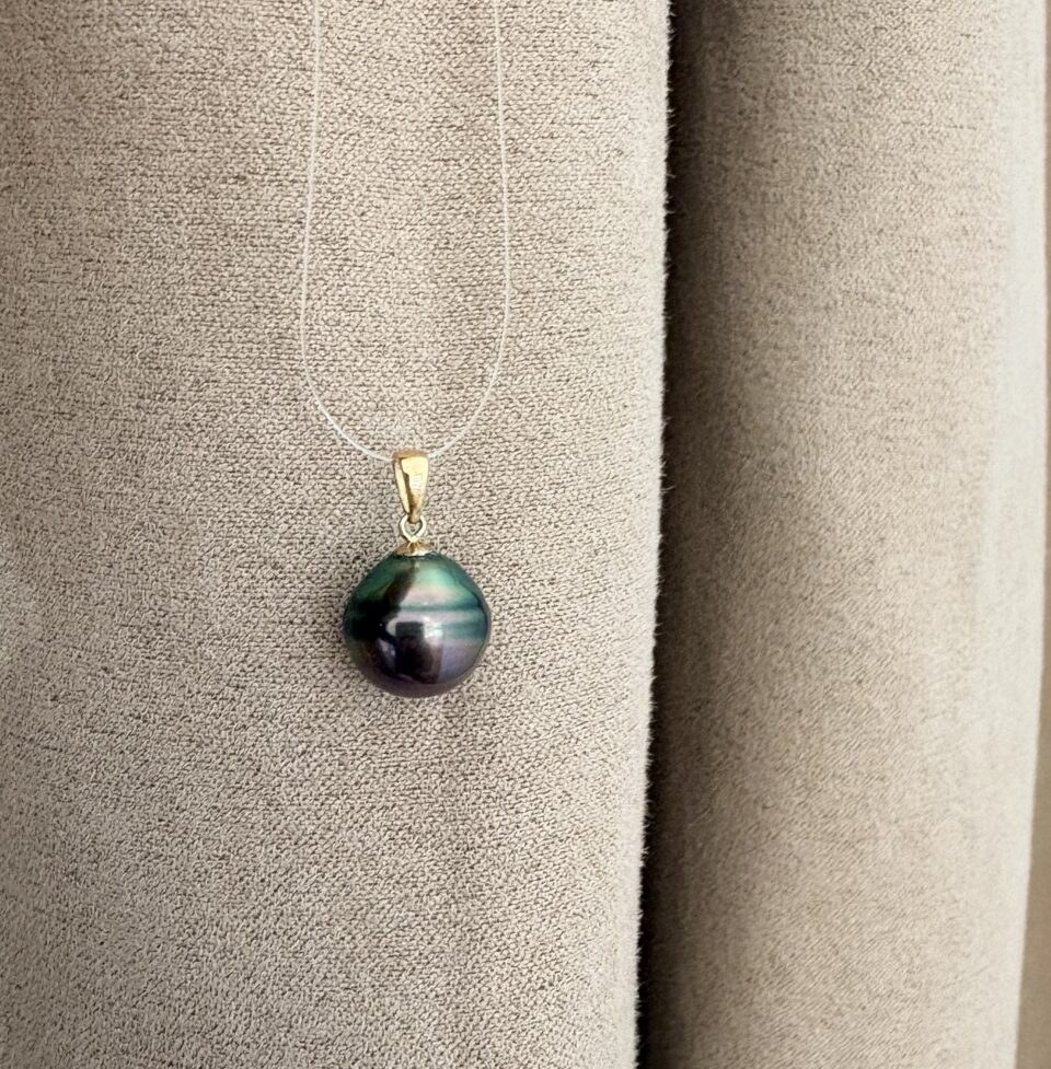 perle Tahiti super brillante, pendentif en perle de culture tahiti grosse taille avec or18k
