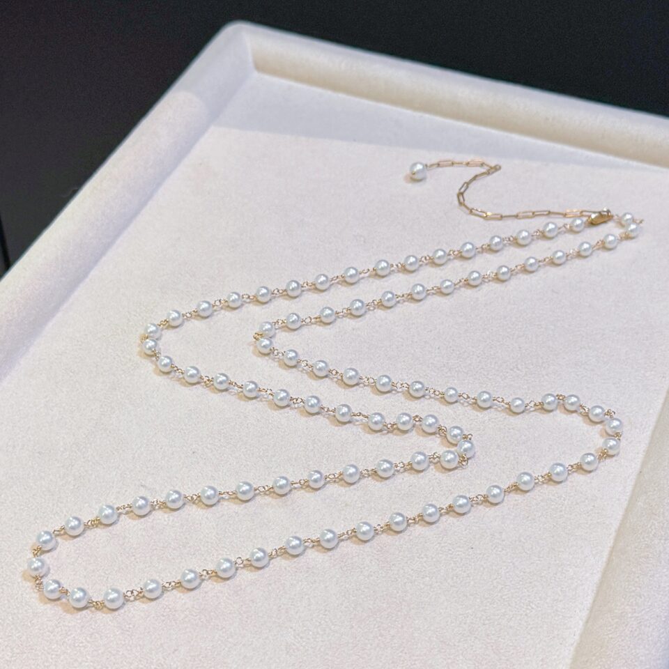 sautoir en perle de culture et plaqué or 90cm