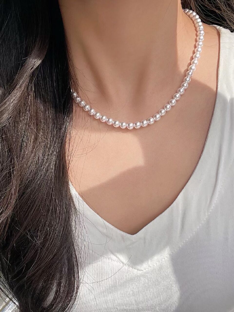 Collier perle Akoya 6,5-7mm, qualité AA, monture or 18 carats
