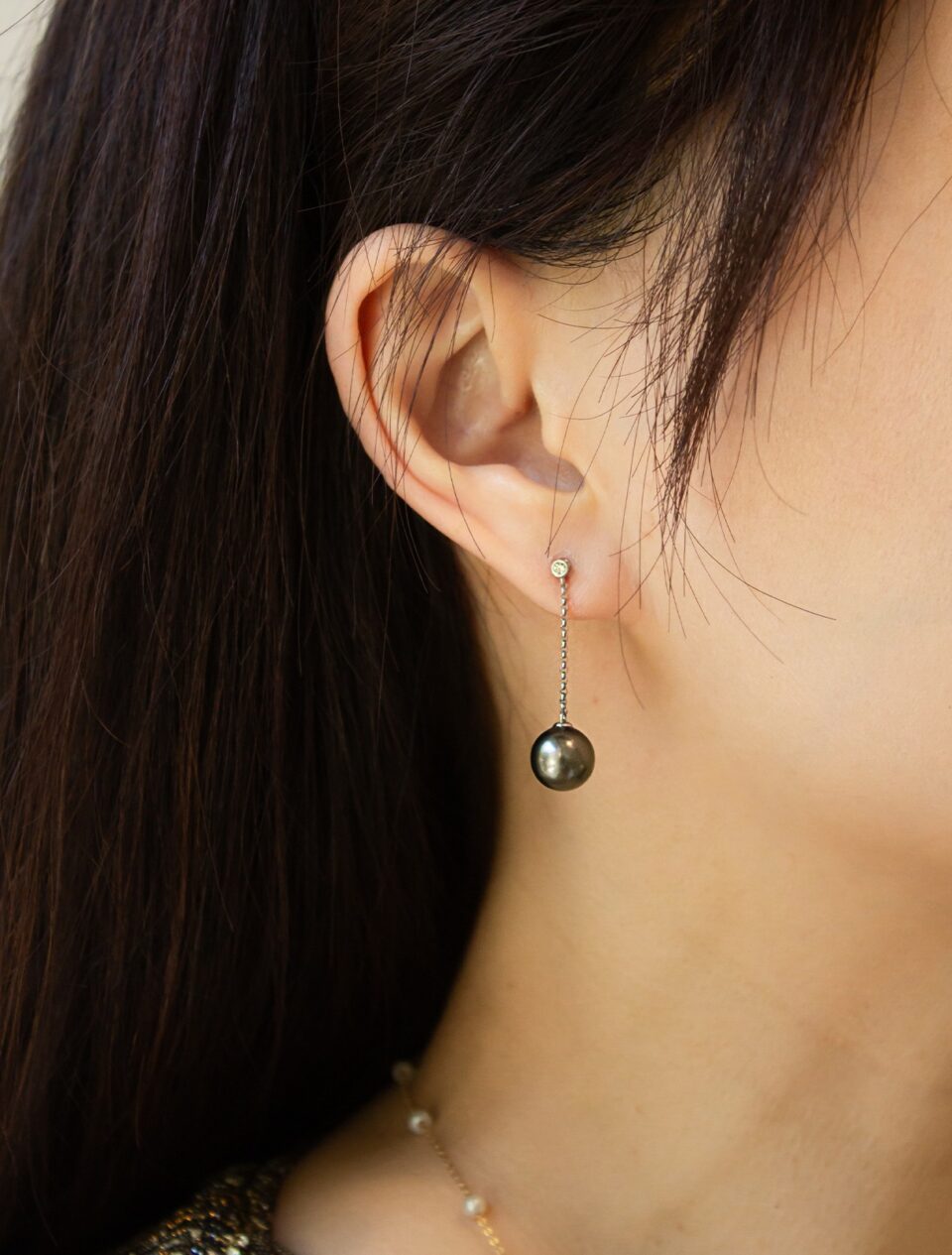 boucles d'oreilles perle tahiti et Or blanc18k