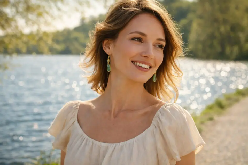 boucle d'oreille vermeil jade