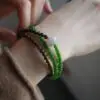 Bracelet Luxe 3 Rangs – Jade Naturel AAA & Bois d’Agar