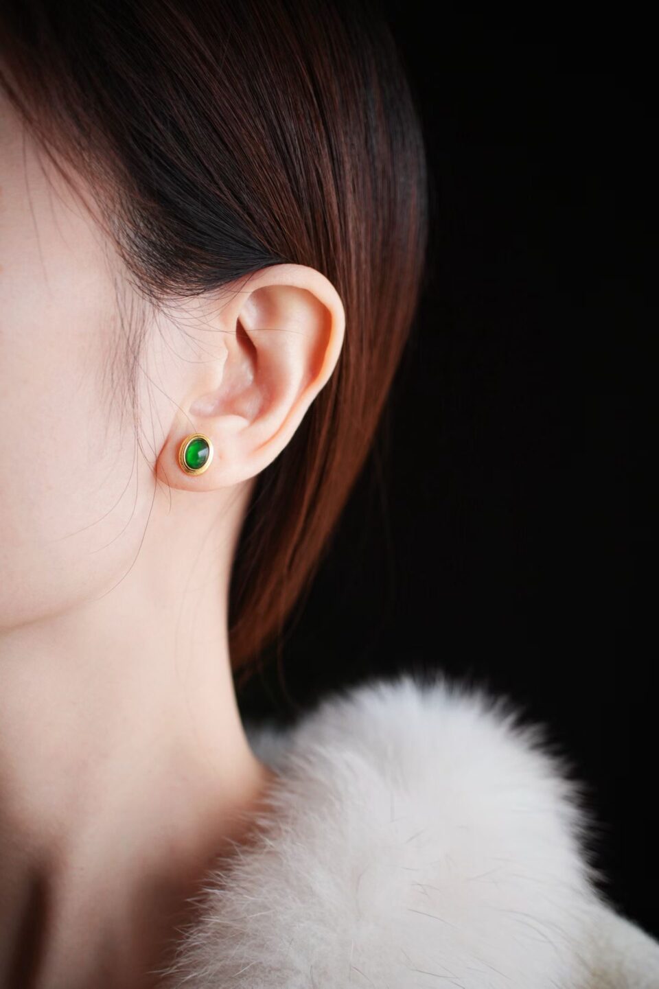 boucle d'oreille en jade AAA