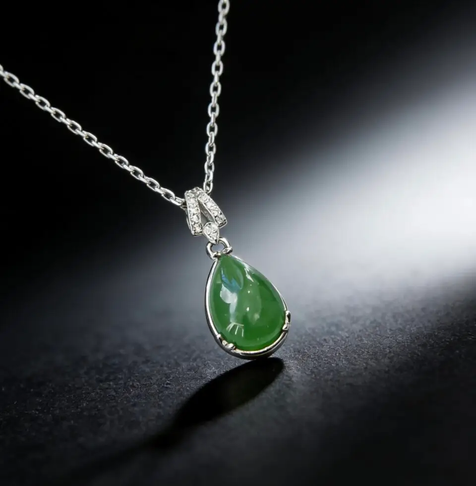 collier jade vert argent