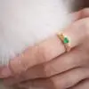 bague argent doré et jade