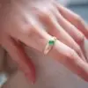 bague argent doré et jade