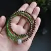 Bracelet Luxe 3 Rangs – Jade Naturel AAA & Bois d’Agar