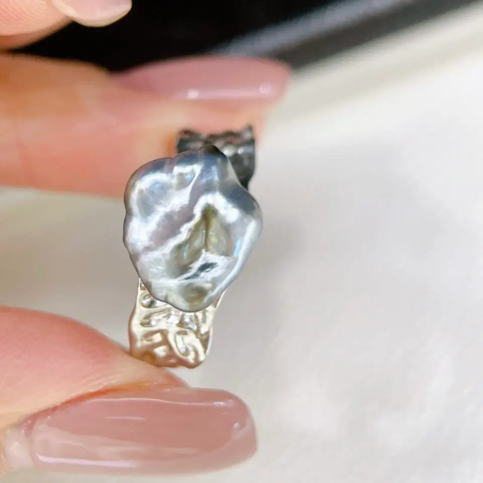 "Perle Sauvage" – Bague Argent et Keishi de Tahiti