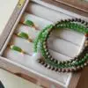Bracelet Luxe 3 Rangs – Jade Naturel AAA & Bois d’Agar