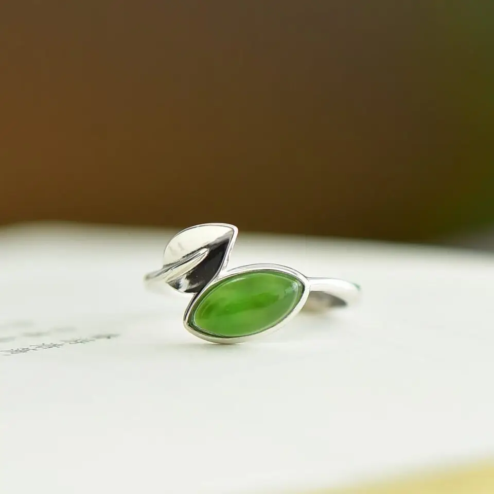 bague argent et jade