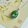 Pendentif en Jade - Feuille de Ginkgo