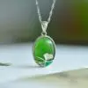 Pendentif en Jade - Feuille de Ginkgo