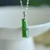 collier argent et pendentif bambou jade 