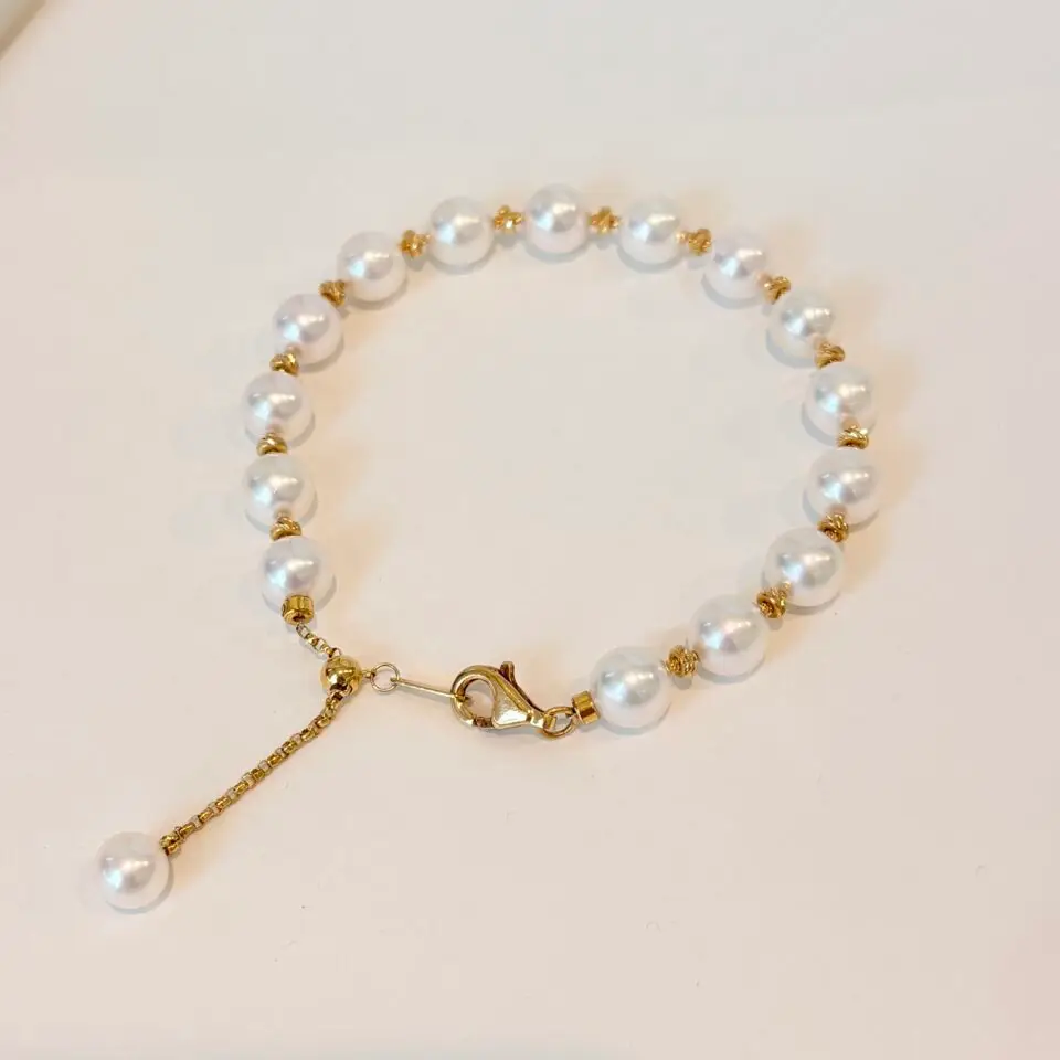 Bracelet en perle de Culture Akoya et Pepite Or Jaune