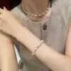 bracelet or jaune avec perle de culture 
