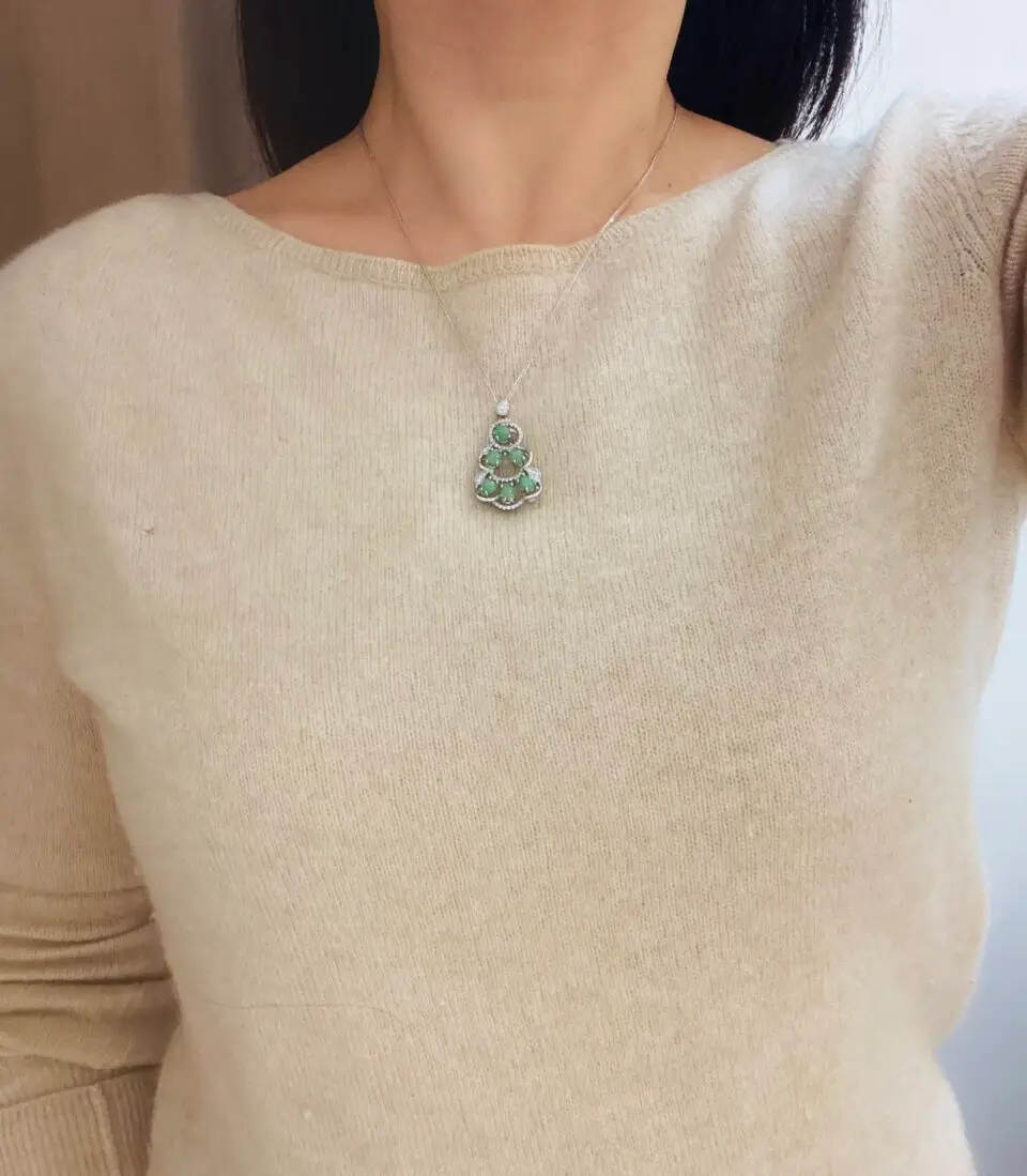 collier argent et jade 